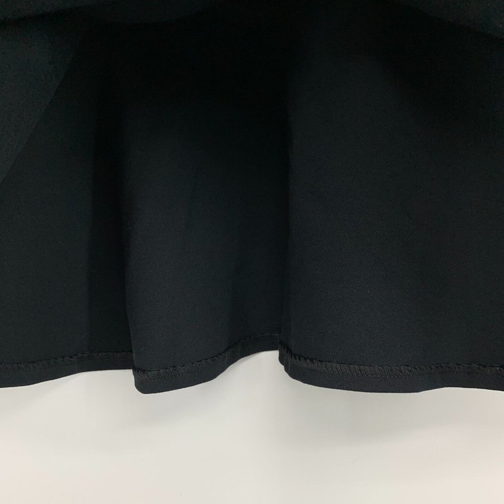 Club Monaco Skirt Christine Black 100% Leather Trim Ruffle Mini Flare - Picture 6 of 10